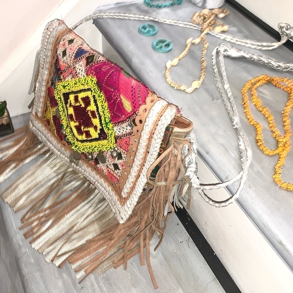 Boho Fringed Suede Patchwork Large Messenger Bag - image 5